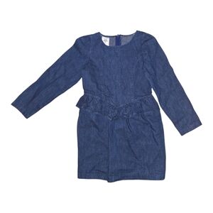 Kids VIintage Blue Denim Long Sleeve Dress Size 7